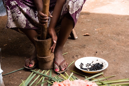 Grinding Coffee in Ethiopia
